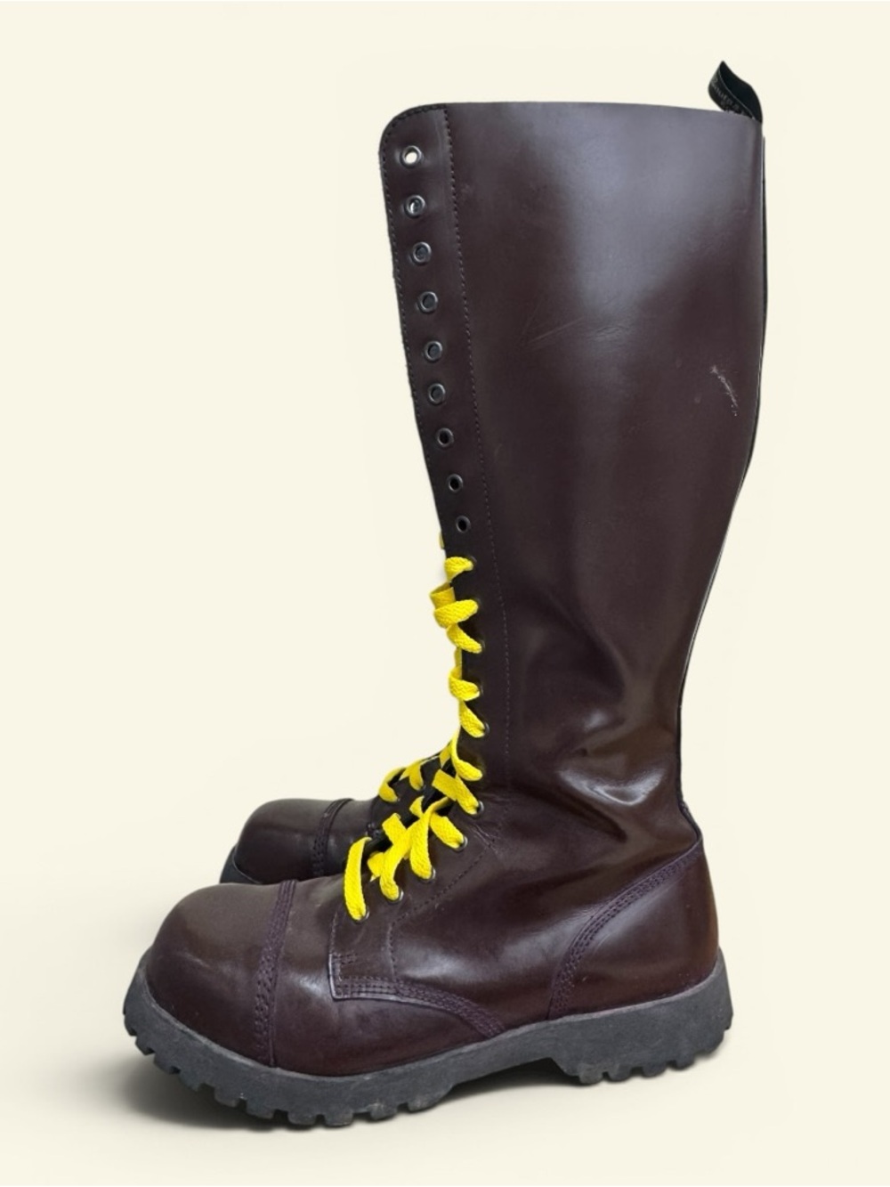 Oxblood Boots & Braces Bordeaux Burgundy Rangers Boots 20 Hole Steel Toe SIZE 8 - Picture 4 of 16